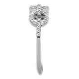 TS400 - Rhodium 925 Sterling Silver Ring with AAA Grade CZ  in Clear - Alamode