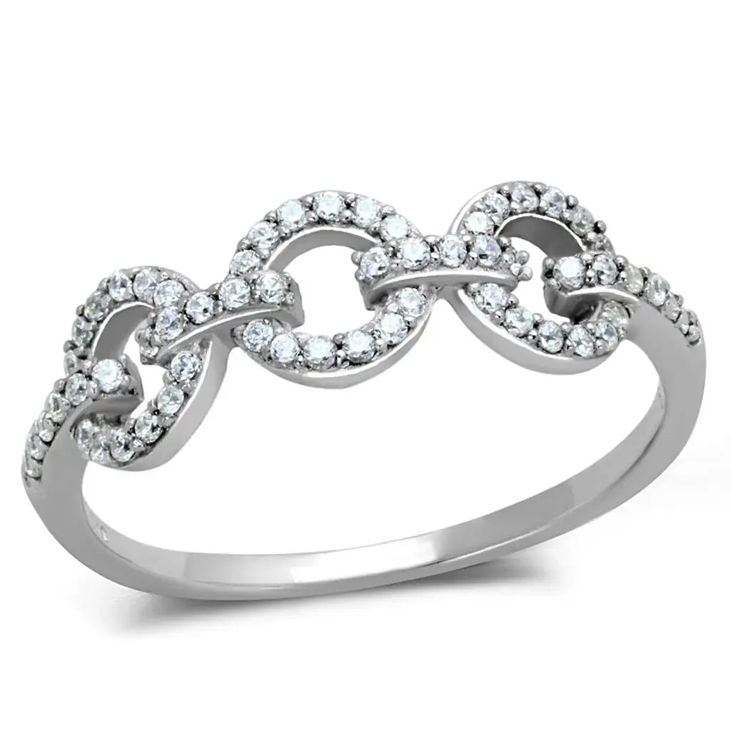 TS400 - Rhodium 925 Sterling Silver Ring with AAA Grade CZ in Clear - Alamode - Flyclothing LLC