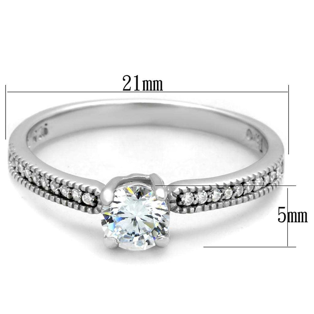 TS401 - Rhodium 925 Sterling Silver Ring with AAA Grade CZ in Clear - Alamode - Flyclothing LLC