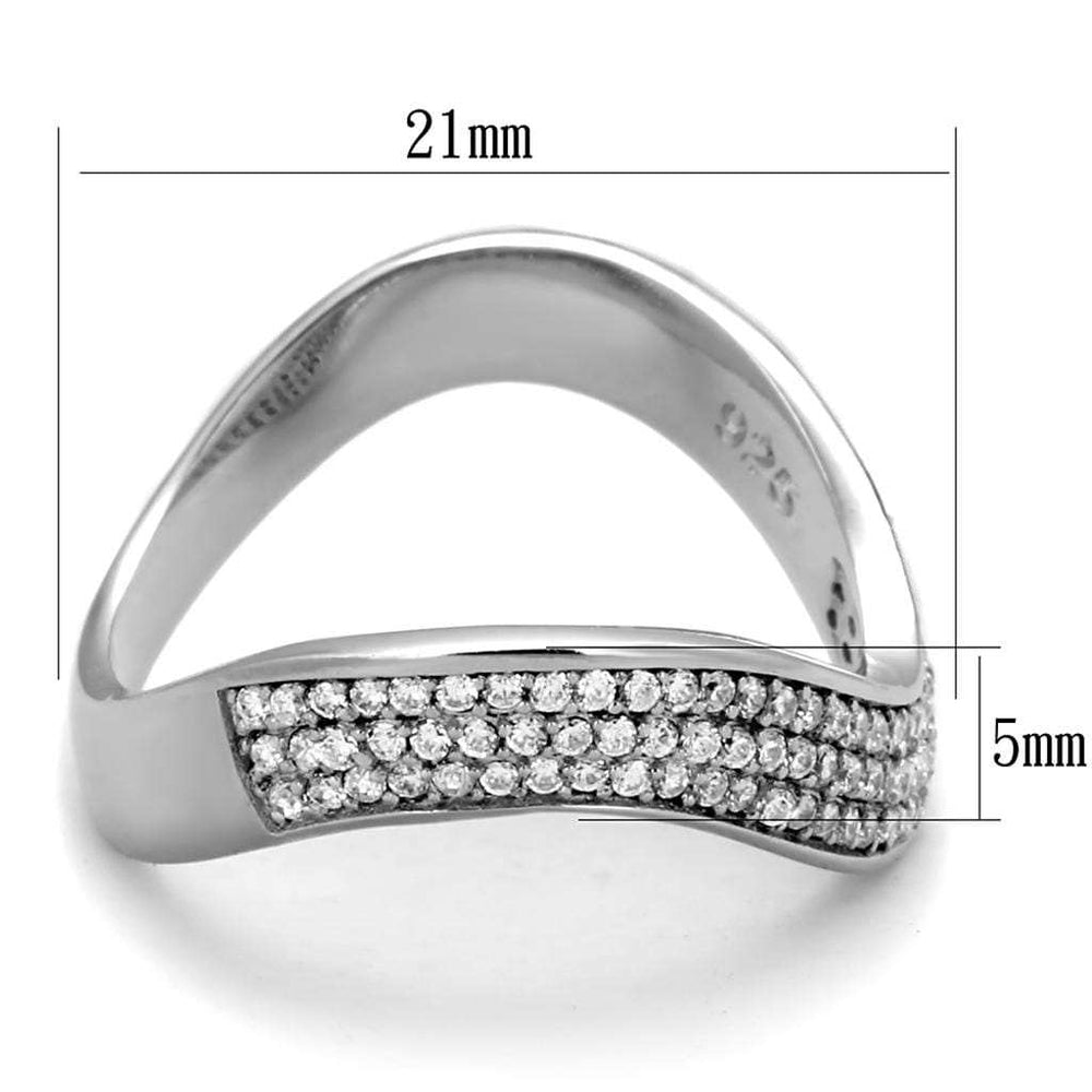 TS402 - Rhodium 925 Sterling Silver Ring with AAA Grade CZ in Clear - Alamode - Flyclothing LLC