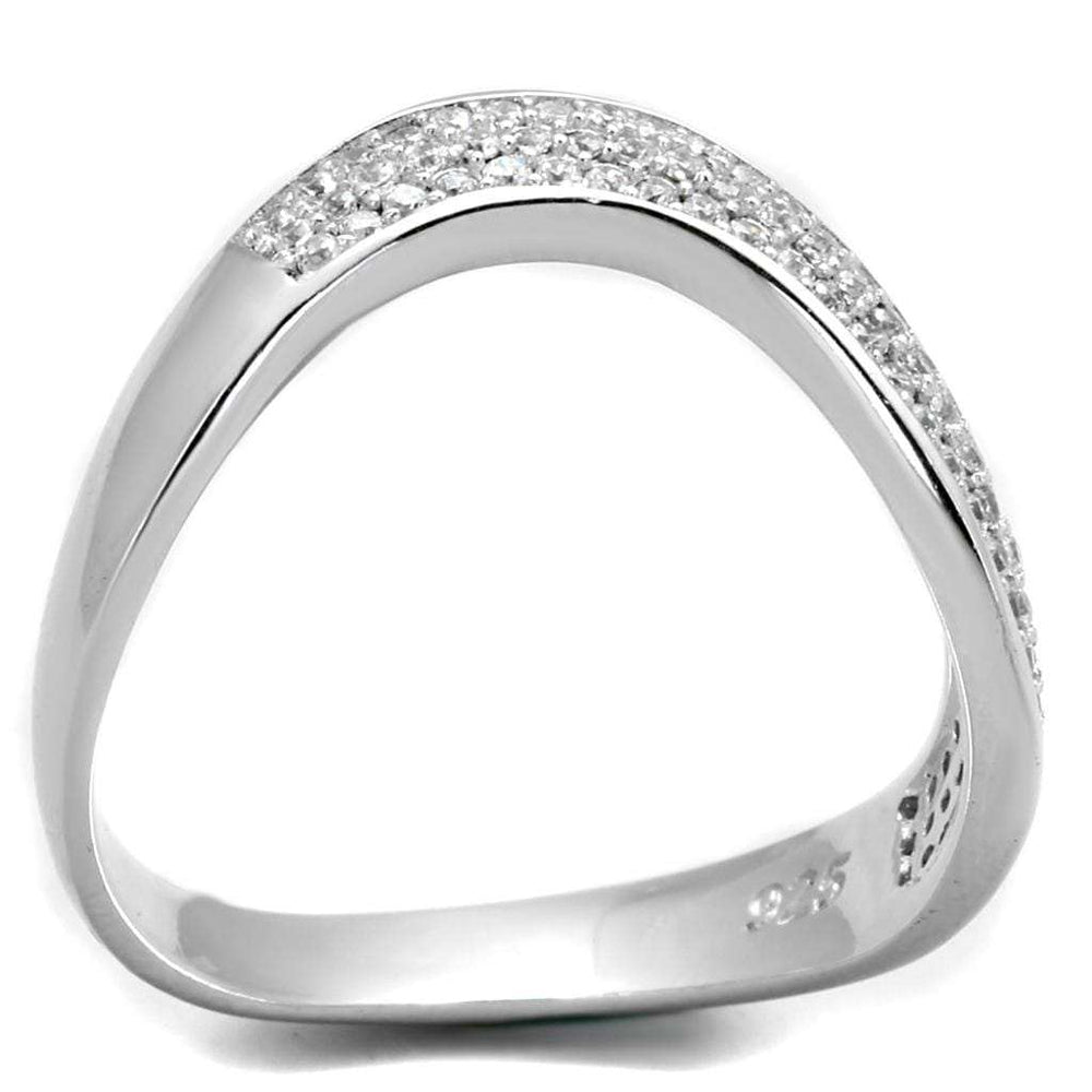 TS402 - Rhodium 925 Sterling Silver Ring with AAA Grade CZ in Clear - Alamode - Flyclothing LLC