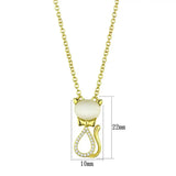 TS409 - Gold 925 Sterling Silver Chain Pendant with Synthetic Cat Eye in White - Alamode - Flyclothing LLC