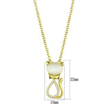 TS409 - Gold 925 Sterling Silver Chain Pendant with Synthetic Cat Eye in White