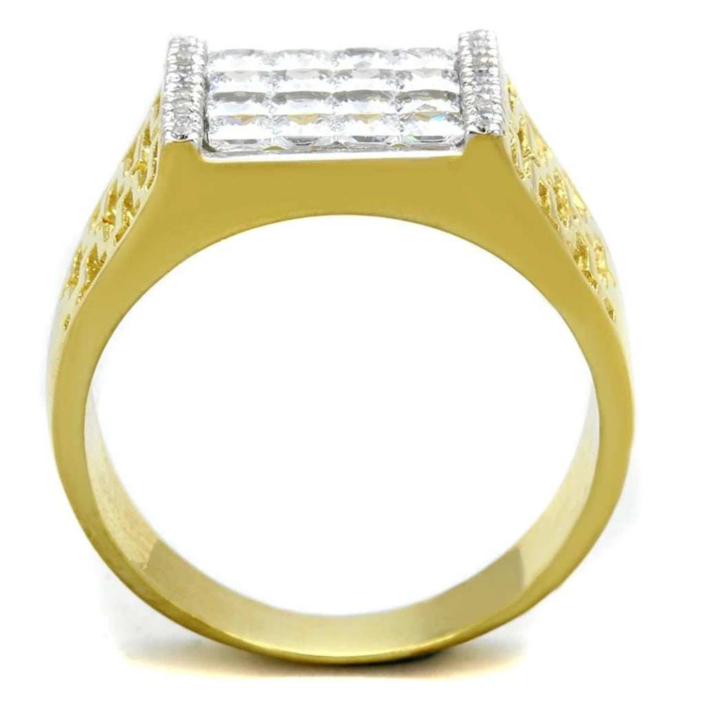 TS412 - Gold+Rhodium 925 Sterling Silver Ring with AAA Grade CZ in Clear - Alamode - Flyclothing LLC