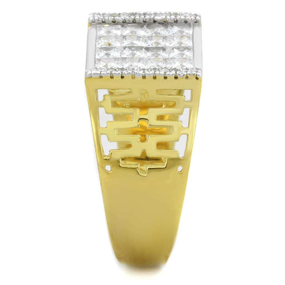 TS412 - Gold+Rhodium 925 Sterling Silver Ring with AAA Grade CZ in Clear - Alamode - Flyclothing LLC