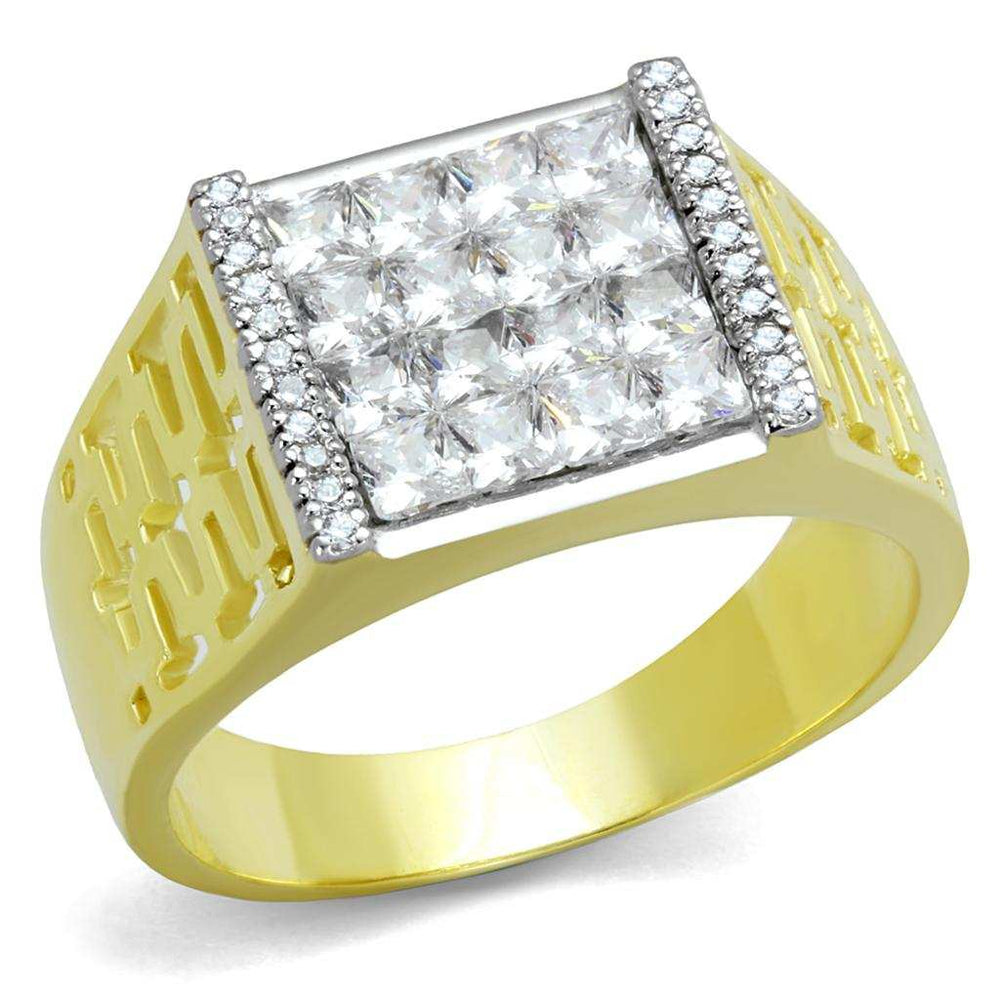 TS412 - Gold+Rhodium 925 Sterling Silver Ring with AAA Grade CZ in Clear - Alamode - Flyclothing LLC