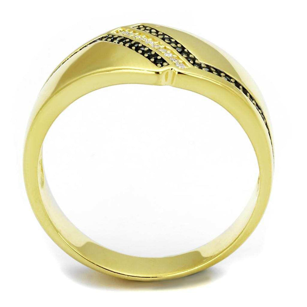 TS413 - Gold 925 Sterling Silver Ring with AAA Grade CZ in Black Diamond - Alamode - Flyclothing LLC