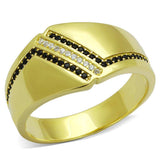TS413 - Gold 925 Sterling Silver Ring with AAA Grade CZ in Black Diamond - Alamode - Flyclothing LLC