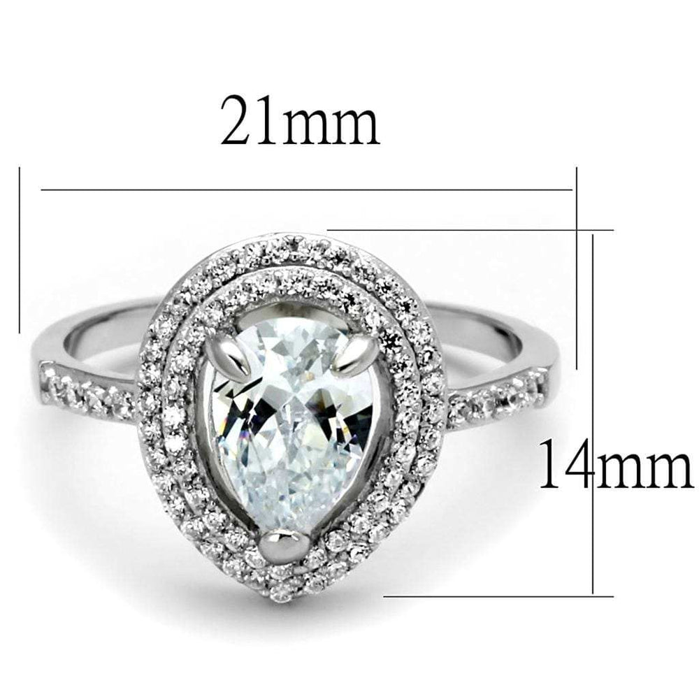 TS414 - Rhodium 925 Sterling Silver Ring with AAA Grade CZ in Clear - Alamode - Flyclothing LLC