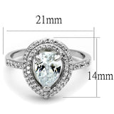 TS414 - Rhodium 925 Sterling Silver Ring with AAA Grade CZ  in Clear - Alamode