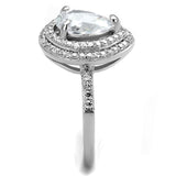 TS414 - Rhodium 925 Sterling Silver Ring with AAA Grade CZ  in Clear - Alamode
