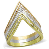 TS416 - Rhodium + Gold + Rose Gold 925 Sterling Silver Ring with AAA Grade CZ in Clear - Alamode - Flyclothing LLC