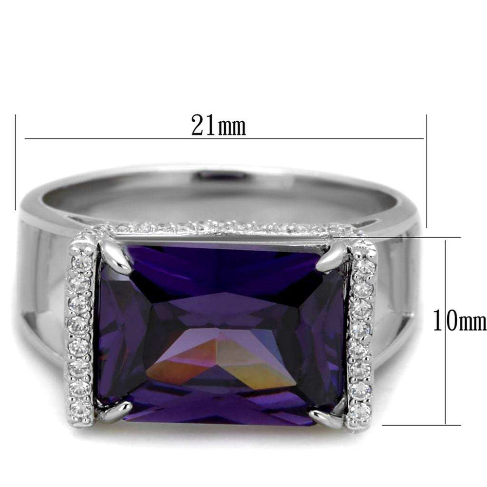 TS417 - Rhodium 925 Sterling Silver Ring with AAA Grade CZ in Amethyst - Alamode - Flyclothing LLC