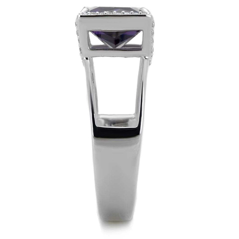 TS417 - Rhodium 925 Sterling Silver Ring with AAA Grade CZ in Amethyst - Alamode - Flyclothing LLC