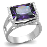 TS417 - Rhodium 925 Sterling Silver Ring with AAA Grade CZ in Amethyst - Alamode - Flyclothing LLC