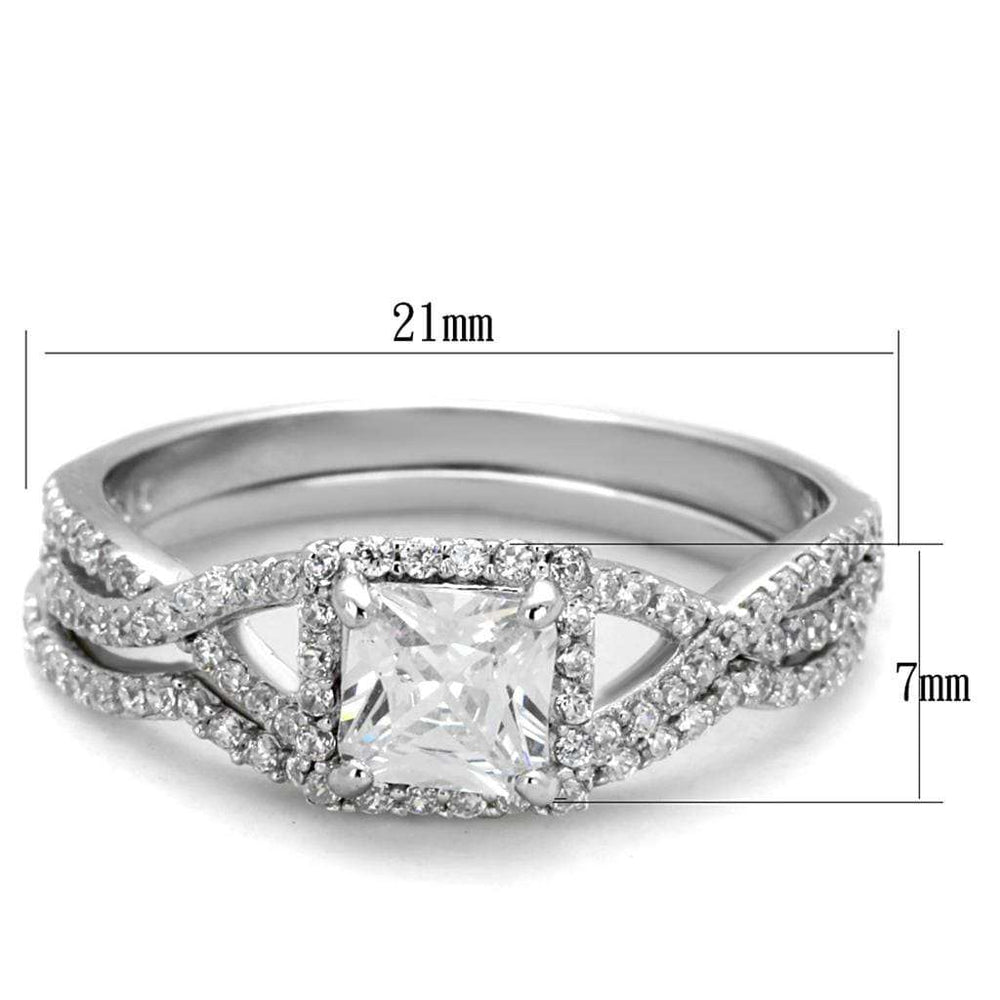 TS420 - Rhodium 925 Sterling Silver Ring with AAA Grade CZ in Clear - Alamode - Flyclothing LLC
