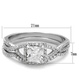 TS420 - Rhodium 925 Sterling Silver Ring with AAA Grade CZ  in Clear - Alamode
