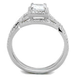 TS420 - Rhodium 925 Sterling Silver Ring with AAA Grade CZ  in Clear - Alamode
