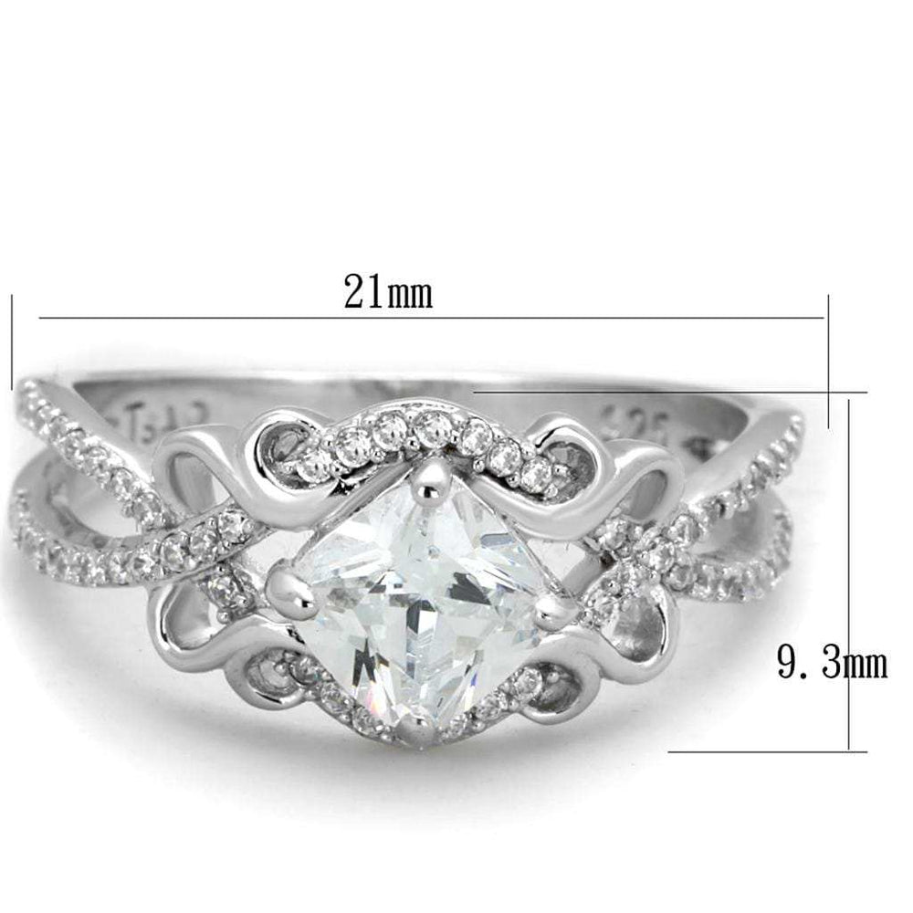 TS421 - Rhodium 925 Sterling Silver Ring with AAA Grade CZ in Clear - Alamode - Flyclothing LLC