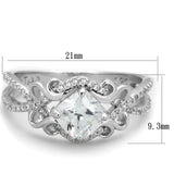 TS421 - Rhodium 925 Sterling Silver Ring with AAA Grade CZ  in Clear - Alamode