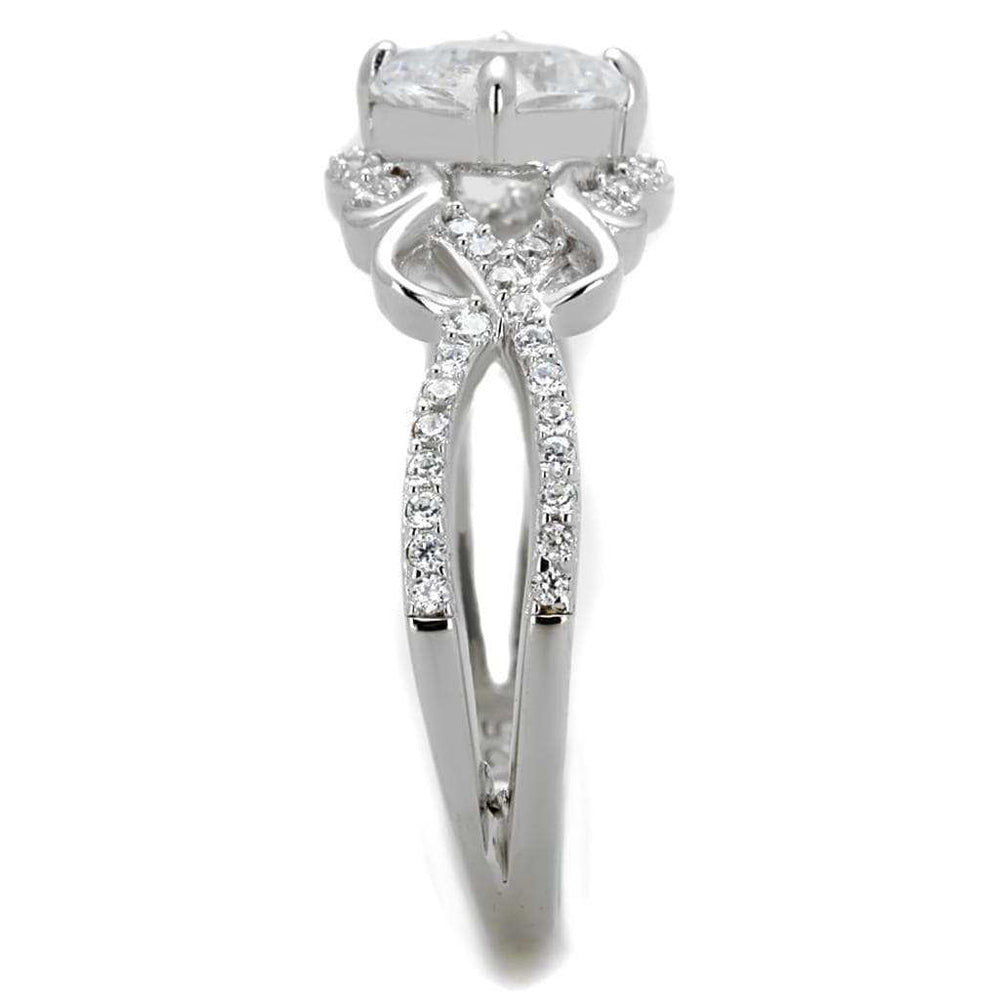 TS421 - Rhodium 925 Sterling Silver Ring with AAA Grade CZ in Clear - Alamode - Flyclothing LLC