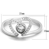 TS422 - Rhodium 925 Sterling Silver Ring with AAA Grade CZ  in Clear - Alamode