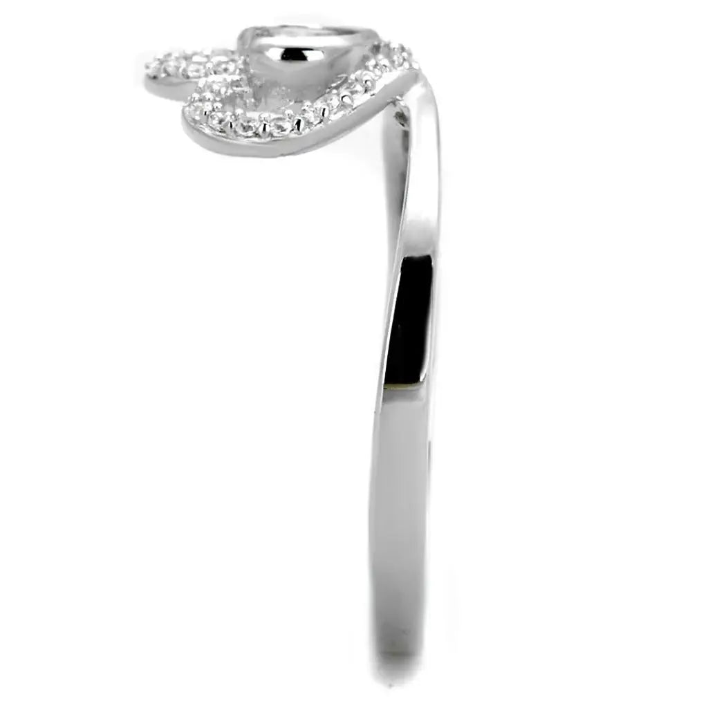 TS422 - Rhodium 925 Sterling Silver Ring with AAA Grade CZ in Clear - Alamode - Flyclothing LLC