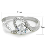 TS423 - Rhodium 925 Sterling Silver Ring with AAA Grade CZ  in Clear - Alamode