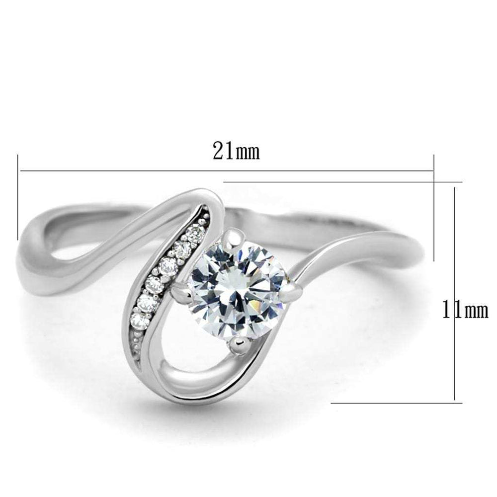 TS424 - Rhodium 925 Sterling Silver Ring with AAA Grade CZ in Clear - Alamode - Flyclothing LLC