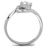 TS424 - Rhodium 925 Sterling Silver Ring with AAA Grade CZ  in Clear - Alamode