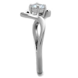 TS424 - Rhodium 925 Sterling Silver Ring with AAA Grade CZ  in Clear - Alamode
