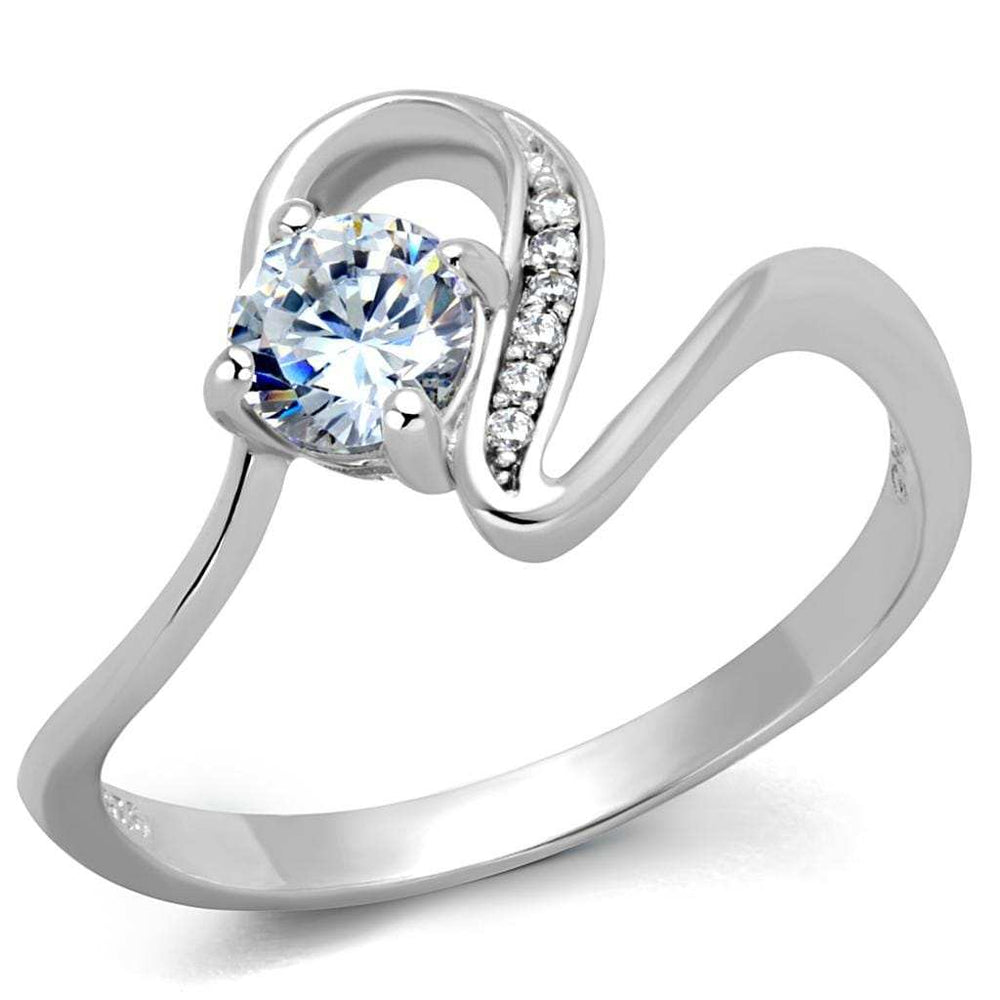TS424 - Rhodium 925 Sterling Silver Ring with AAA Grade CZ in Clear - Alamode - Flyclothing LLC