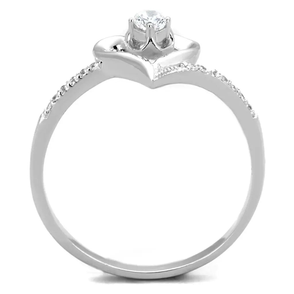 TS425 - Rhodium 925 Sterling Silver Ring with AAA Grade CZ in Clear - Alamode - Flyclothing LLC