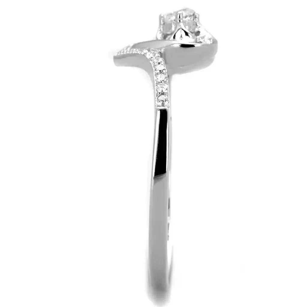 TS425 - Rhodium 925 Sterling Silver Ring with AAA Grade CZ in Clear - Alamode - Flyclothing LLC