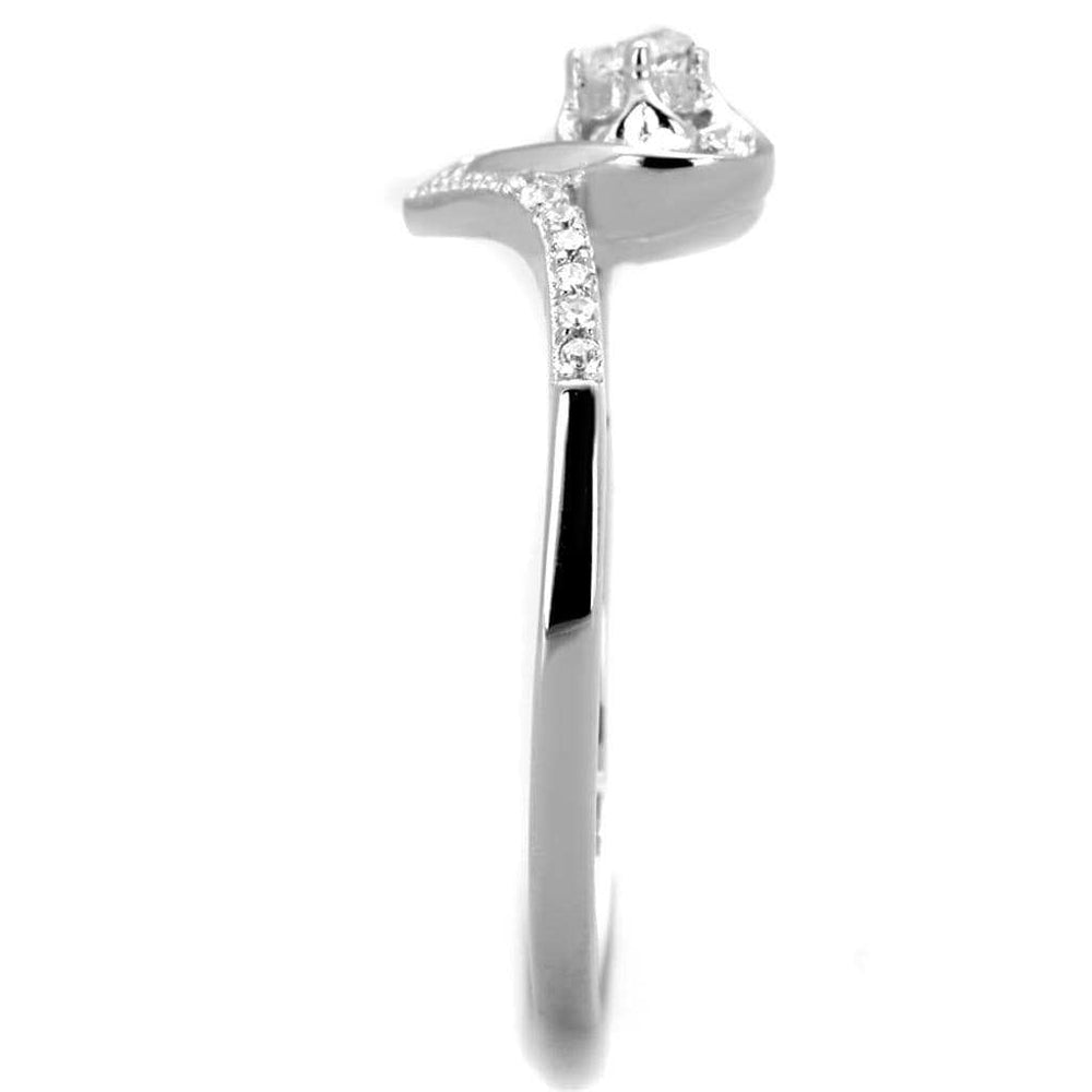TS425 - Rhodium 925 Sterling Silver Ring with AAA Grade CZ in Clear - Alamode - Flyclothing LLC