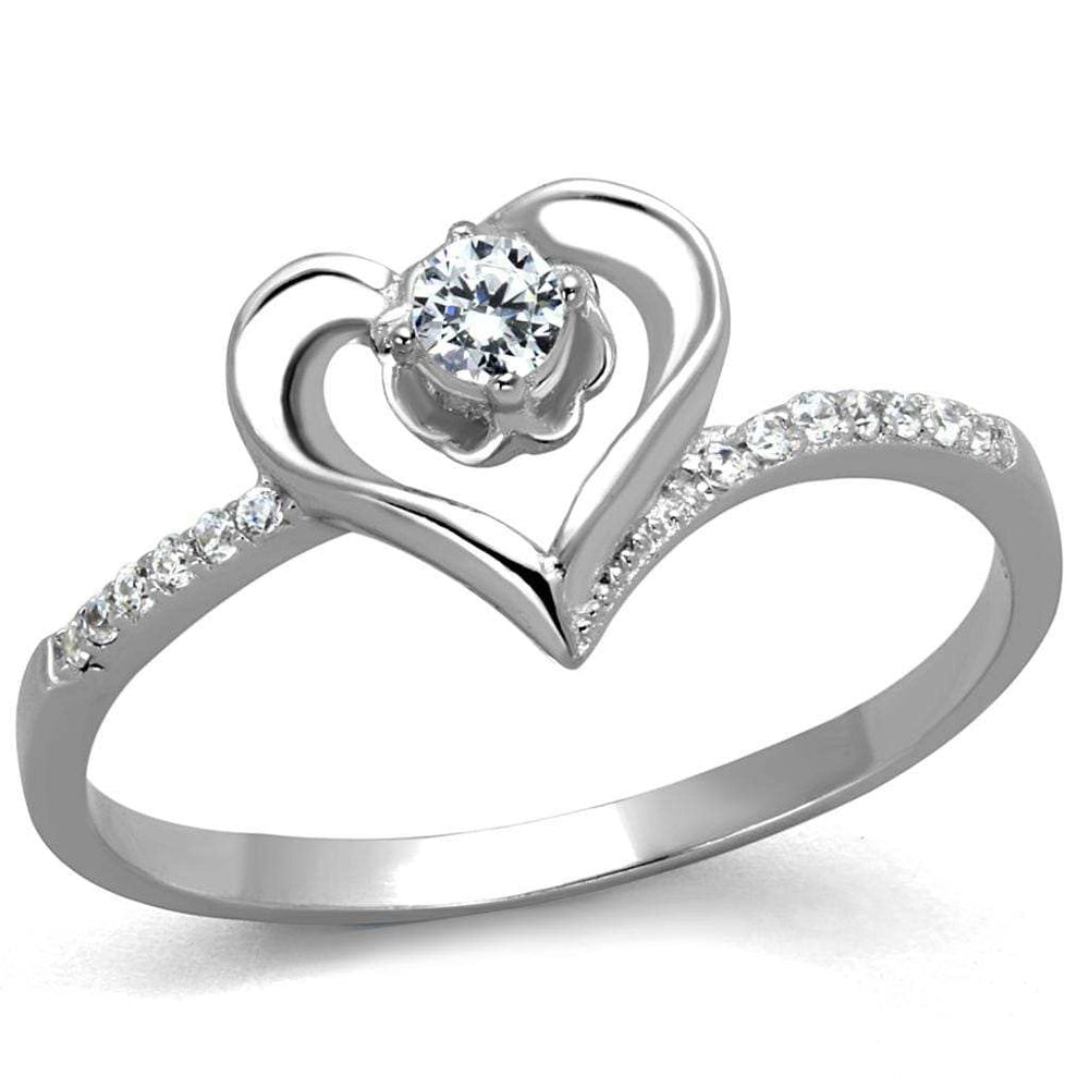 TS425 - Rhodium 925 Sterling Silver Ring with AAA Grade CZ in Clear - Alamode - Flyclothing LLC