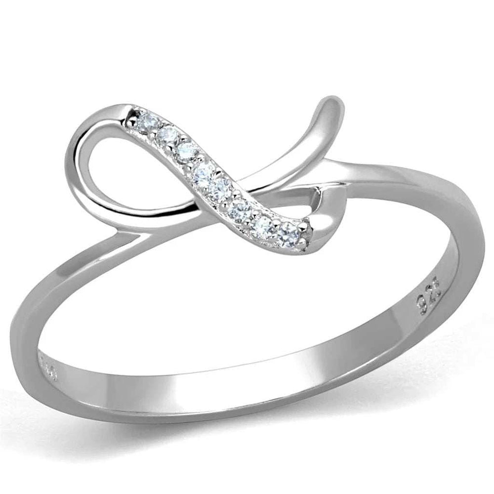 TS426 - Rhodium 925 Sterling Silver Ring with AAA Grade CZ in Clear - Alamode - Flyclothing LLC