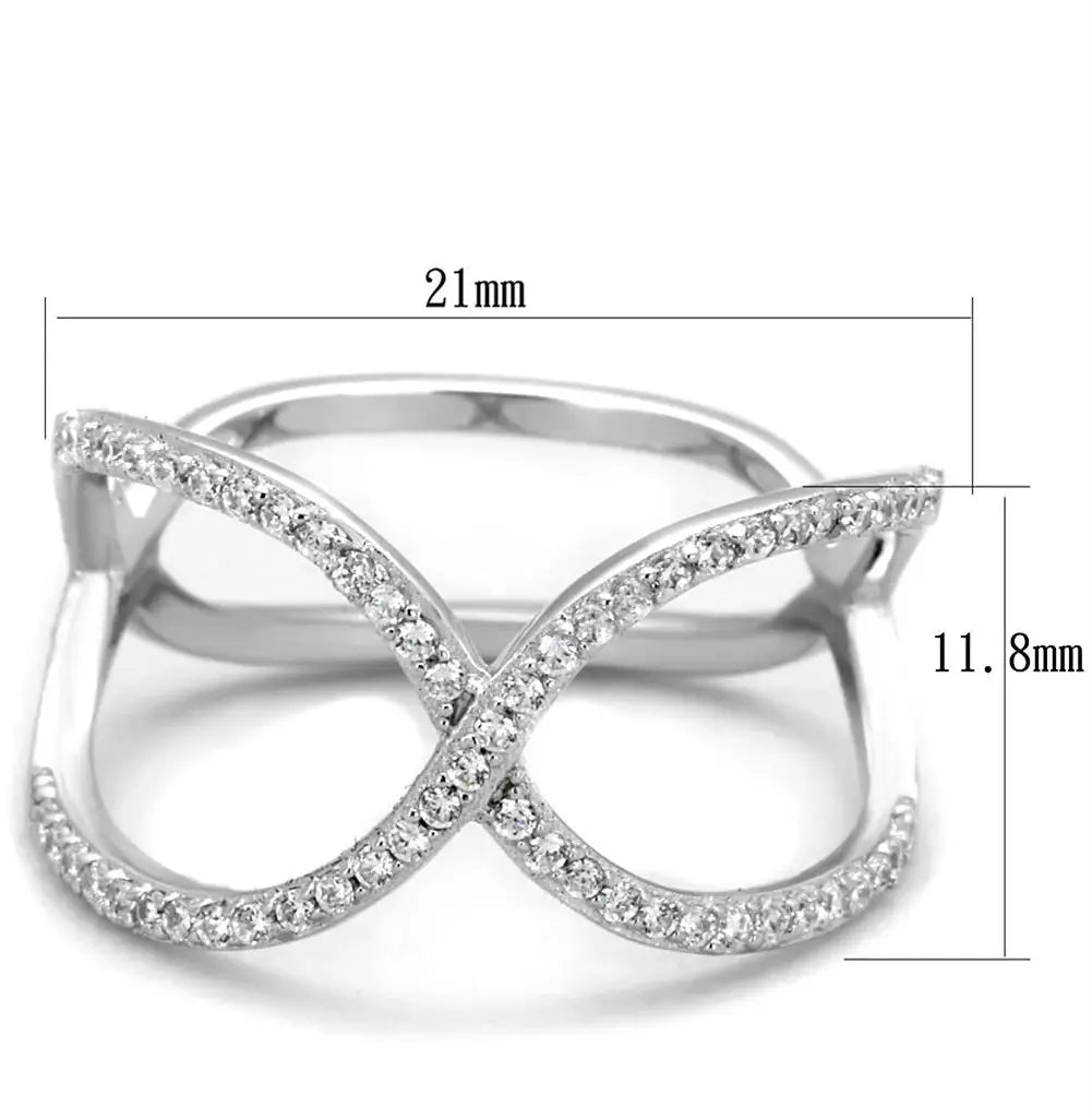 TS427 - Rhodium 925 Sterling Silver Ring with AAA Grade CZ in Clear - Alamode - Flyclothing LLC