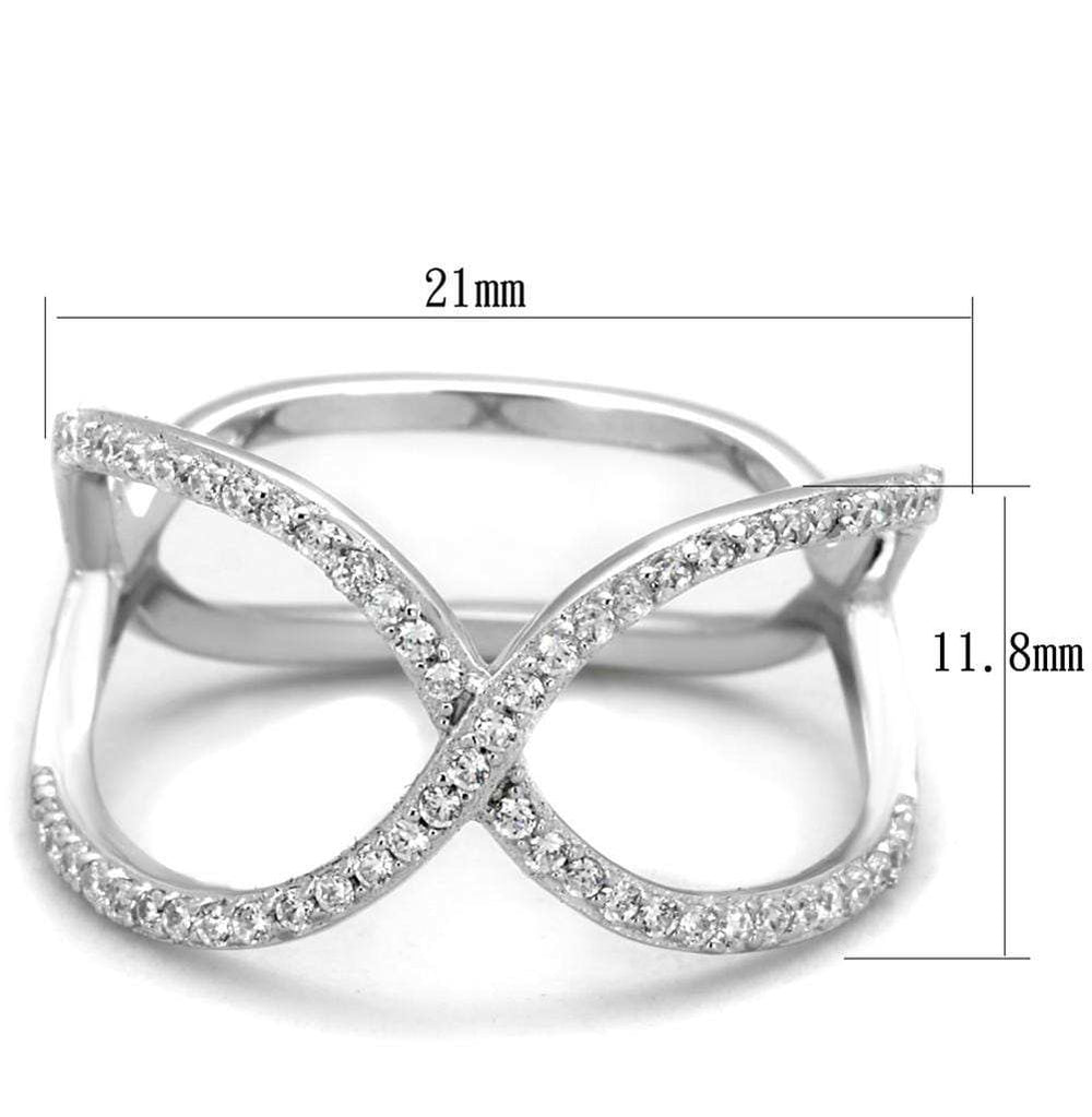 TS427 - Rhodium 925 Sterling Silver Ring with AAA Grade CZ in Clear - Alamode - Flyclothing LLC