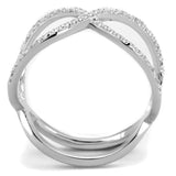 TS427 - Rhodium 925 Sterling Silver Ring with AAA Grade CZ  in Clear - Alamode