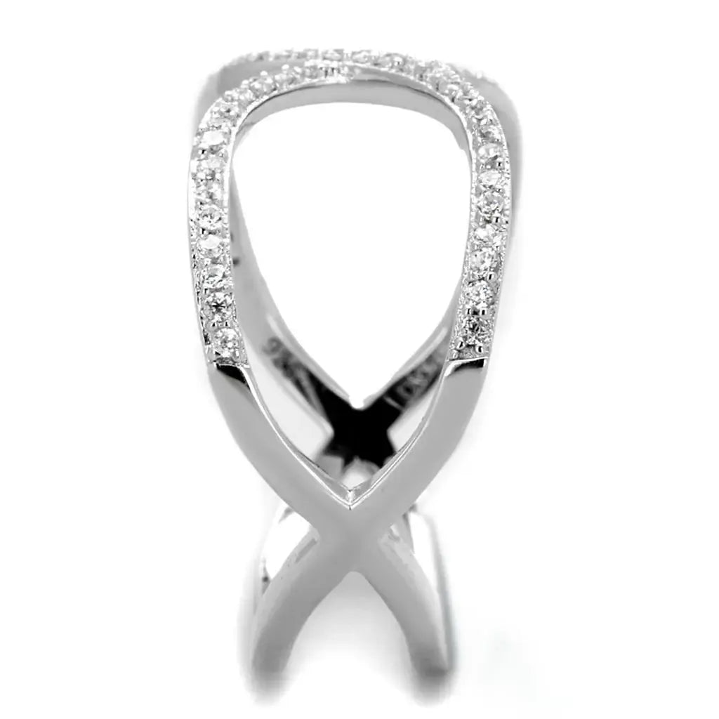 TS427 - Rhodium 925 Sterling Silver Ring with AAA Grade CZ in Clear - Alamode - Flyclothing LLC