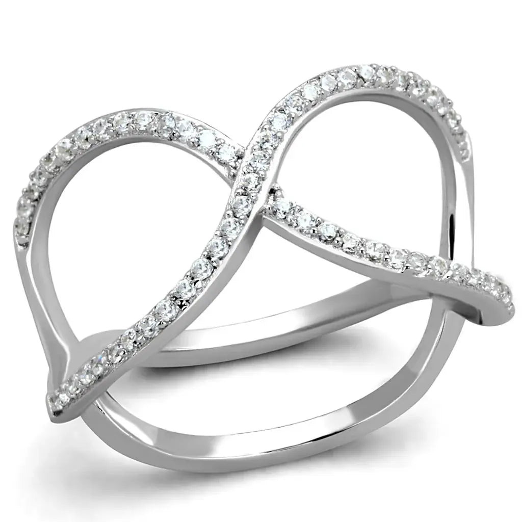 TS427 - Rhodium 925 Sterling Silver Ring with AAA Grade CZ in Clear - Alamode - Flyclothing LLC