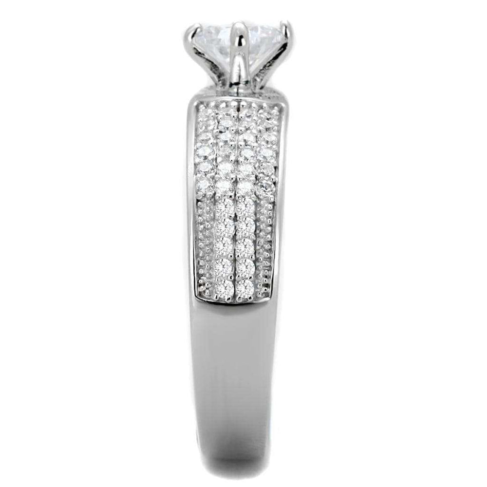 TS428 - Rhodium 925 Sterling Silver Ring with AAA Grade CZ in Clear - Alamode - Flyclothing LLC