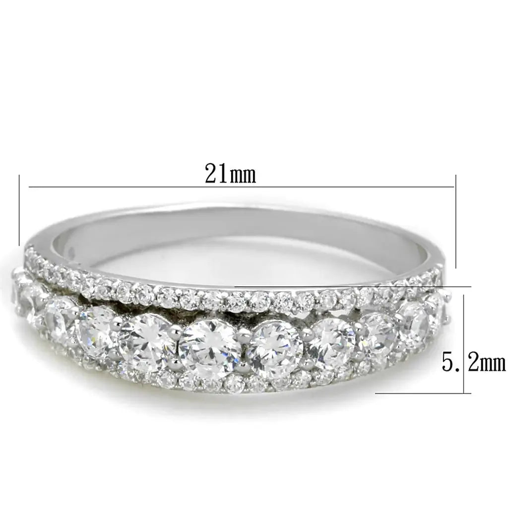 TS429 - Rhodium 925 Sterling Silver Ring with AAA Grade CZ in Clear - Alamode - Flyclothing LLC