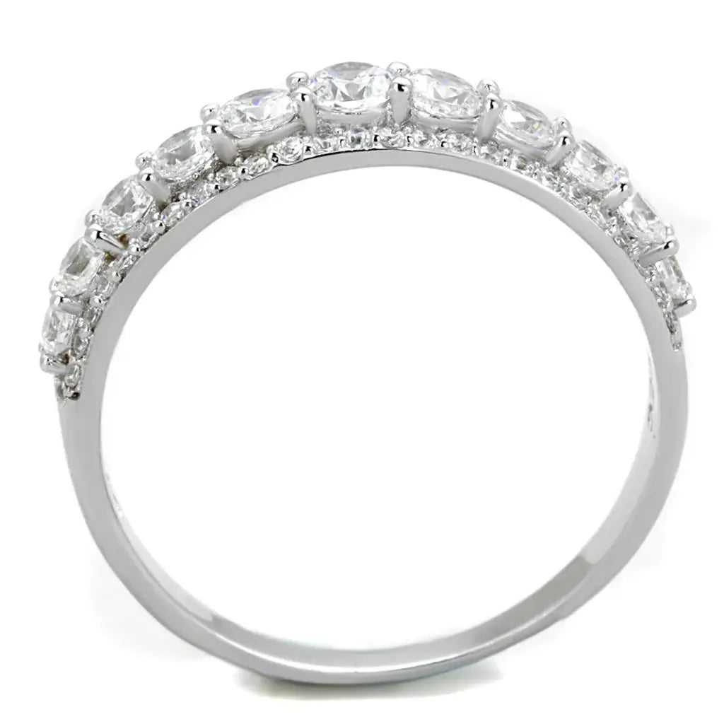 TS429 - Rhodium 925 Sterling Silver Ring with AAA Grade CZ in Clear - Alamode - Flyclothing LLC