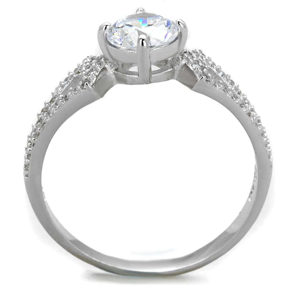 TS430 - Rhodium 925 Sterling Silver Ring with AAA Grade CZ in Clear - Alamode - Flyclothing LLC