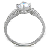 TS430 - Rhodium 925 Sterling Silver Ring with AAA Grade CZ  in Clear - Alamode