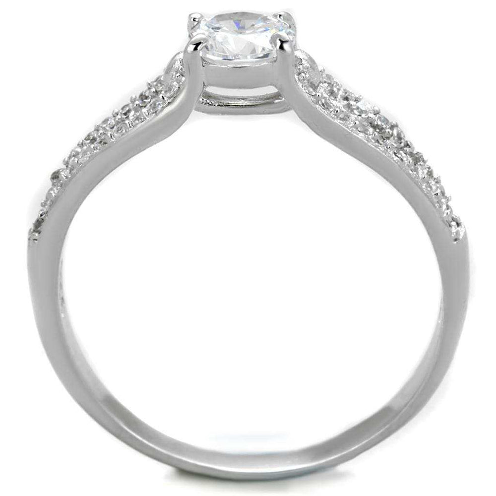 TS431 - Rhodium 925 Sterling Silver Ring with AAA Grade CZ in Clear - Alamode - Flyclothing LLC