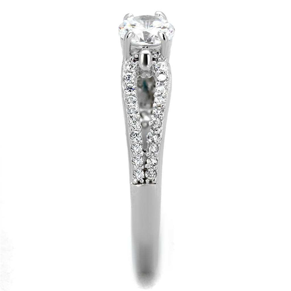 TS431 - Rhodium 925 Sterling Silver Ring with AAA Grade CZ in Clear - Alamode - Flyclothing LLC