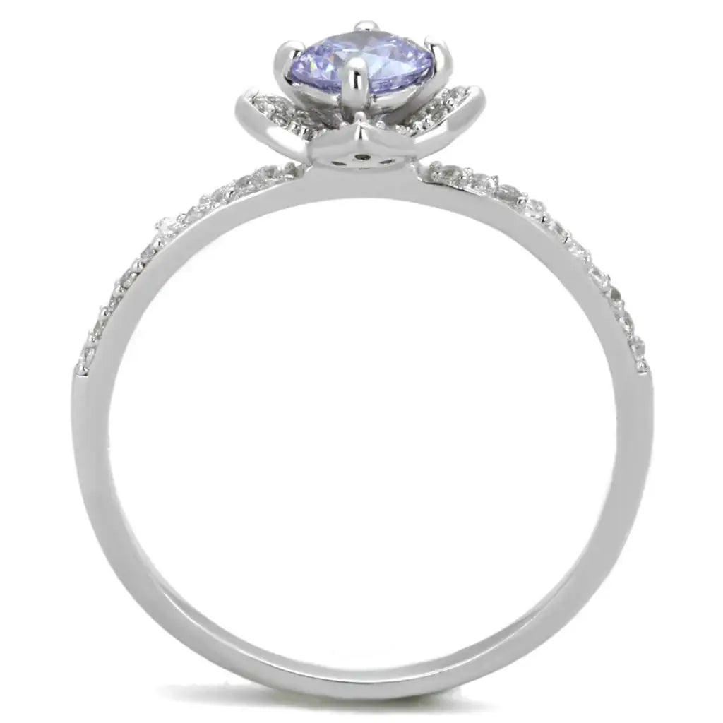 TS432 - Rhodium 925 Sterling Silver Ring with AAA Grade CZ in Light Amethyst - Alamode - Flyclothing LLC